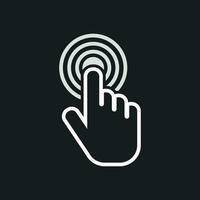 hacer clic mano icono. cursor dedo firmar plano vector. ilustración en negro antecedentes. vector