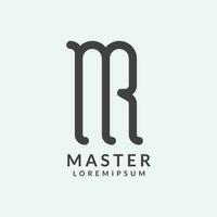 MR line art logo, minimalist abstract initial letter MR logo vector