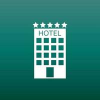 Hotel icon on green background. Simple flat pictogram for business, marketing, internet concept. Trendy modern vector symbol for web site design or mobile app.