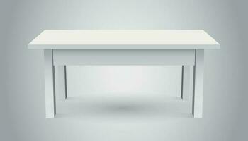 Vector 3d table for object presentation. Empty white top table isolated on gray background.