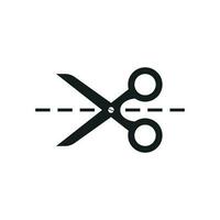 Scissors icon with cut line. Scissor vector illustration.