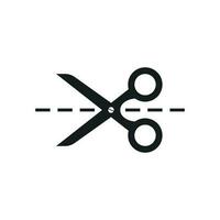 Scissors icon with cut line. Scissor vector illustration.