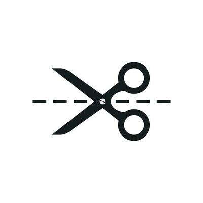 Scissors icon with cut line. Scissor vector illustration.