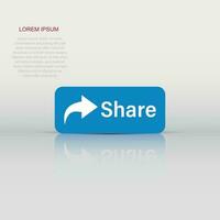 Share button icon in flat style. Arrow sign vector illustration on white isolated background. Send file business concept.