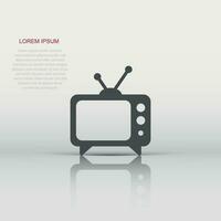Tv icon in flat style. Television sign vector illustration on white isolated background. Video channel business concept.