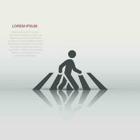 Pedestrian crosswalk icon in flat style. People walkway sign vector illustration on white isolated background. Navigation business concept.