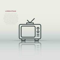 Tv icon in flat style. Television sign vector illustration on white isolated background. Video channel business concept.