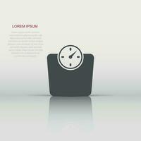 Scale icon in flat style. Balance vector illustration on white isolated background. Comparison business concept.