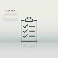 To do list icon in flat style. Document checklist vector illustration on white isolated background. Notepad check mark business concept.