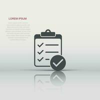 To do list icon in flat style. Document checklist vector illustration on white isolated background. Notepad check mark business concept.