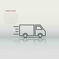 Truck icon in flat style. Auto delivery vector illustration on white isolated background. Lorry automobile business concept.