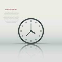 Clock icon in flat style. Watch vector illustration on white isolated background. Timer business concept.