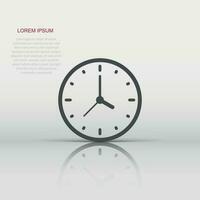 Clock icon in flat style. Watch vector illustration on white isolated background. Timer business concept.