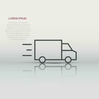 Truck icon in flat style. Auto delivery vector illustration on white isolated background. Lorry automobile business concept.