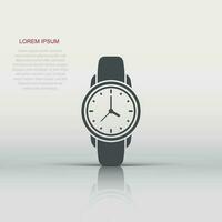 icono de reloj de pulsera en estilo plano. ilustración de vector de reloj de mano sobre fondo blanco aislado. concepto de negocio de pulsera de tiempo.