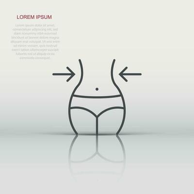Weight loss icon in flat style. Belly vector illustration on white isolated background. Athletic waist business concept.