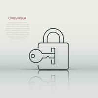 Locker icon in flat style. Padlock password vector illustration on white isolated background. Key unlock business concept.