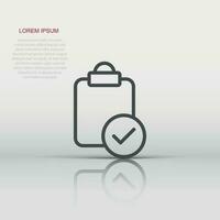 Document checkbox icon in flat style. Test vector illustration on white isolated background. Contract business concept.