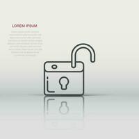 Locker icon in flat style. Padlock password vector illustration on white isolated background. Key unlock business concept.