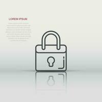 Locker icon in flat style. Padlock password vector illustration on white isolated background. Key unlock business concept.