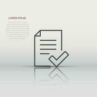 Approved document icon in flat style. Authorize vector illustration on white isolated background. Agreement check mark business concept.