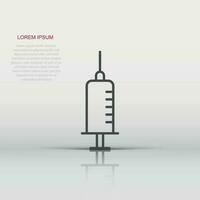 Syringe icon in flat style. Inject needle vector illustration on white isolated background. Drug dose business concept.