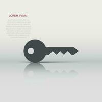 Key icon in flat style. Password vector illustration on white isolated background. Access business concept.