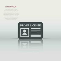 Driver license icon in flat style. Id card vector illustration on white isolated background. Identity business concept.