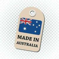 Hang tag made in Australia with flag. Vector illustration on isolated background.