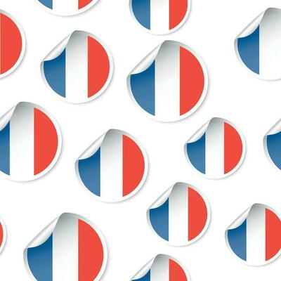 France flag sticker seamless pattern background. Business concept label pictogram. France flag symbol pattern.