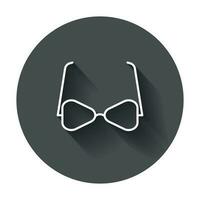 Sunglass vector icon. Eyewear flat illustration with long shadow.