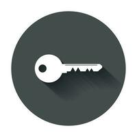 Key Icon vector illustration in flat style. Unlock symbol for web site design, logo, app, ui with long shadow.