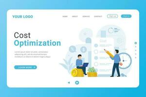 Landing page Cost Optimization Concept. Spending and cost reduction vector