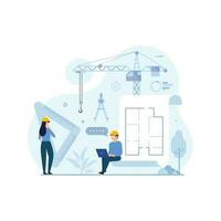 Construction and engineering workers design concept vector