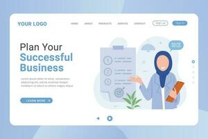 Landing page professional business adviser provides solutions for business vector