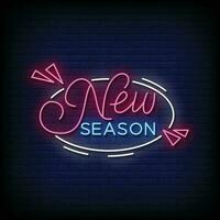 Neon Sign new season with brick wall background vector