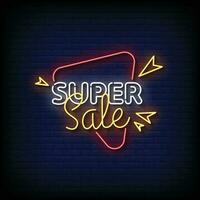 Neon Sign super sale with brick wall background vector