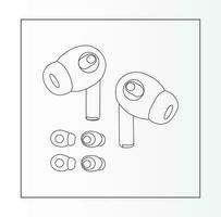 Ear phone, Technology device for listening music. Smart Headphones isolate high quality. vector