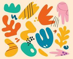 Abstract doodle hand drawn various shapes. Doodle objects sketchy autumn color background. vector