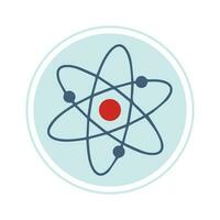 Atom icon on round blue background vector