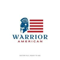 American spartan flag logo icon designs vector template. Suitable for poster, flyer, greeting cards, sticker, social media and tshirt design
