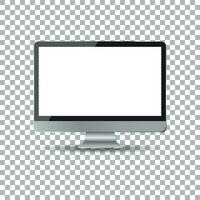 Desktop computer flat icon. Realistic vector illustration