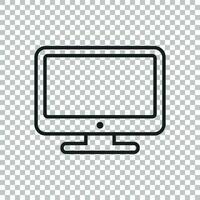 Computer vector illustration in line style. Monitor flat icon. Tv symbol.