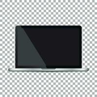 Laptop with black screen flat icon. Computer vector illustration on isolated background.