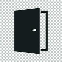 Door vector icon. Exit icon. Open door illustration.