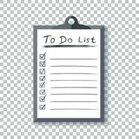 To do list icon with hand drawn text. Checklist, task list vector illustration in flat style on isolated background.