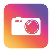 Camera icon on gradient background. Flat vector illustration.