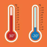 Thermometers icon. Goal flat vector illustration isolated on orange background.