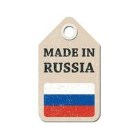 Hang tag made in Russia with flag. Vector illustration