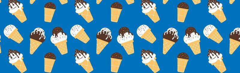 cute seamless pattern with hand drawn ice cream in retro style. For summer prints, wallpapers, posters, scrapbooking, wrapping paper, backgrounds, textiles, kids fashion, etc.